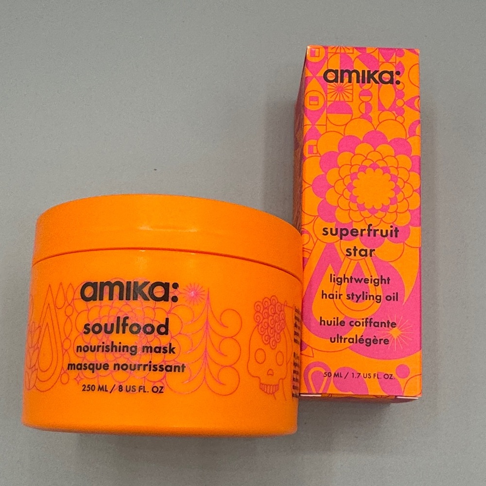 amika Soulfood Nourishing Mask & Superfruit Star Hair Oil Duo – Hydrating Shine